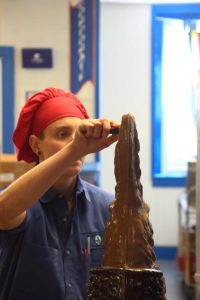 trimming chocolate bunny