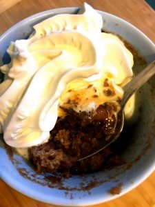 mug cake close up caramel