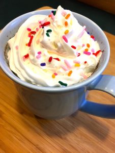 mug cake whip sprinkles