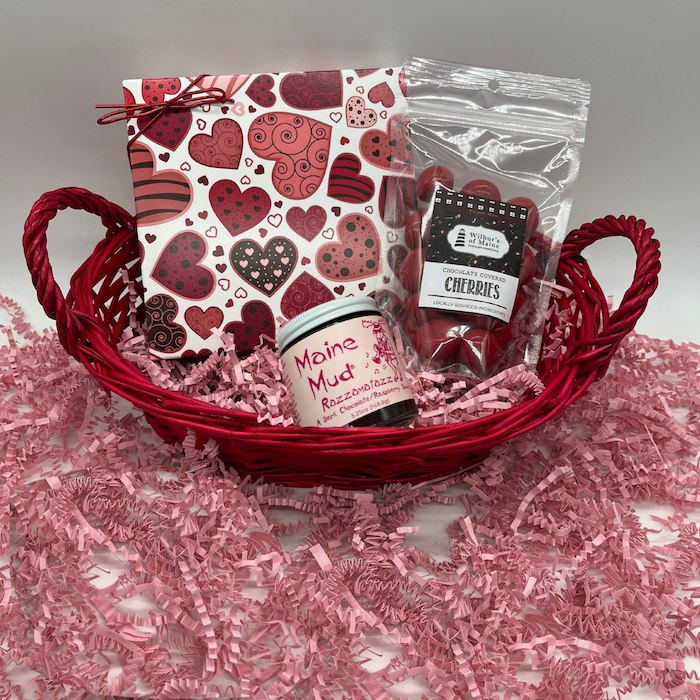 Valentine's basket with chocolate assortment